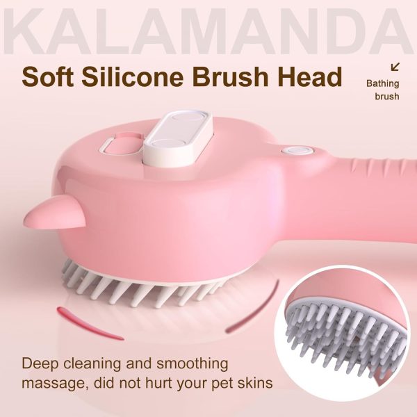 Cat Steam Brush 4 In 1 Steamy Cat Brush With Handle Rubber Pet Misting Brush With Release Button Dog Comb With Cleanser For Indoor Kittens Small Animals - Image 8