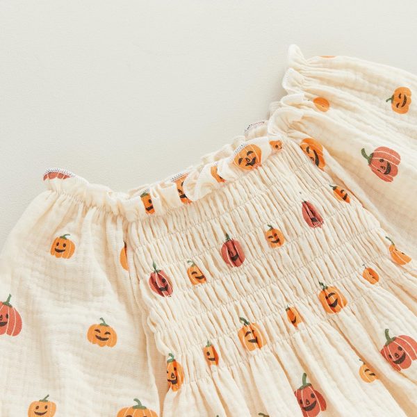 Halloween Pumpkin Printed Jumpsuit Scarf Two-piece Set - Image 4