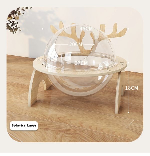 Antlers Cat Nest Four Seasons Universal Pet Supplies Chamfer Space Capsule Solid Wood Cat Bed - Image 7