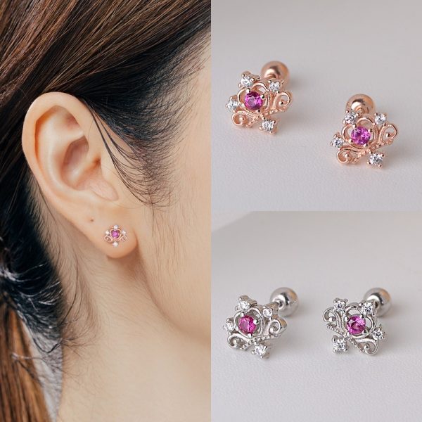 Vintage Crown Hollow Screw Stud Earrings - Image 4