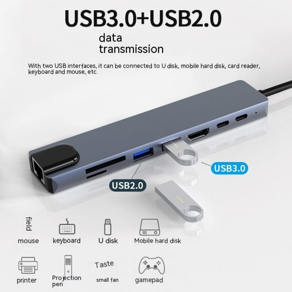 Type-c Expansion Dock 8 In 1 Multi-function Hub - Image 3