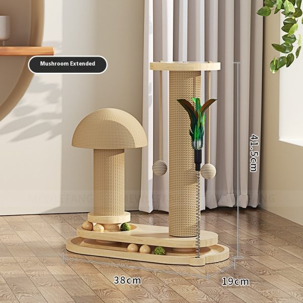 Solid Wood Cat Turntable Scratching Post Durable Toy - Image 10