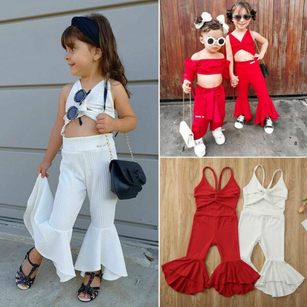 Hang Strip Solid Color One-piece Two-color Solid Color Fashion Sleeveless Jumpsuit For Baby Girl - Image 6