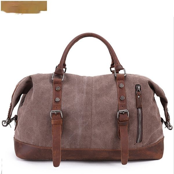 Canvas Traveling Crazy Horse Leather Casual Travel Messenger Shoulder Bag Large Capacity - Image 8