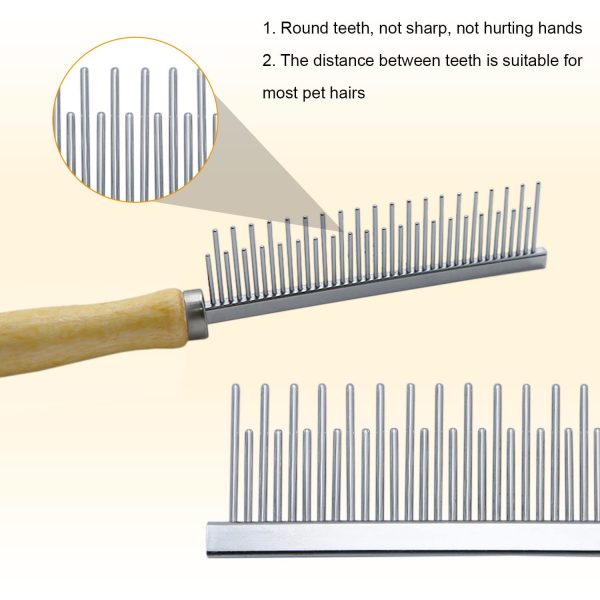 Wooden Handle Grooming Comb For Dogs Cats Pet - Image 6