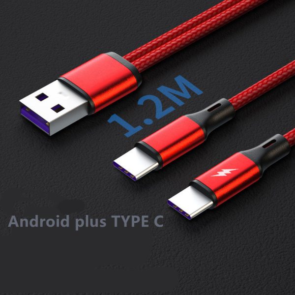 Two In One Data Cable One In Two Charging Cable Fast Charging 5A Cable - Image 4