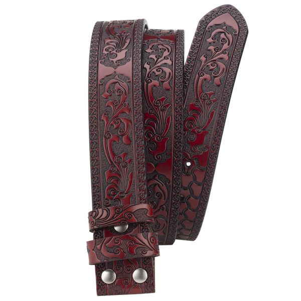 Embossed Belt Without Buckle Smooth Leather Belt - Image 6