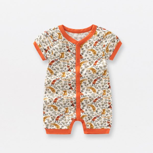 Bamboo Fiber Baby Jumpsuit Short Sleeve Thin Onesie - Image 10