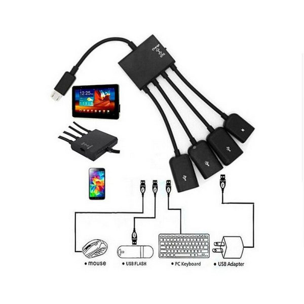 Micro USB OTG One Support Four-band Charging Mobile Phone External Mouse Multi-port Adapter - Image 6