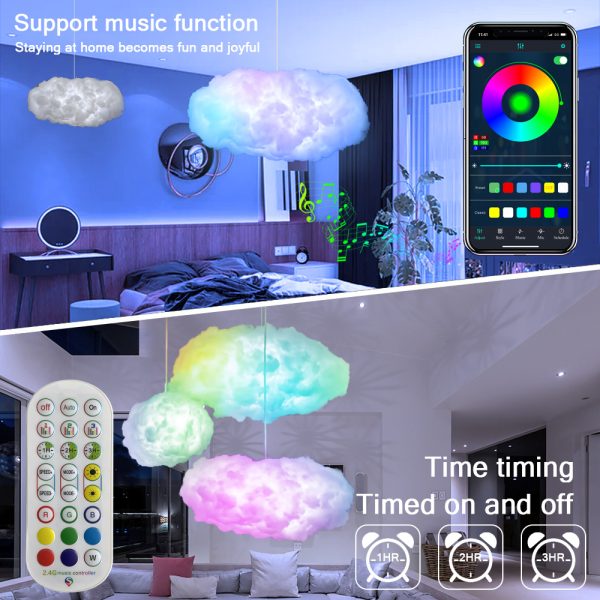 USB Cloud Light APP Control Music Synchronization 3D RGBIC Ambient Light Lightning Simulation Clouds Bedroom Room Light - Image 6