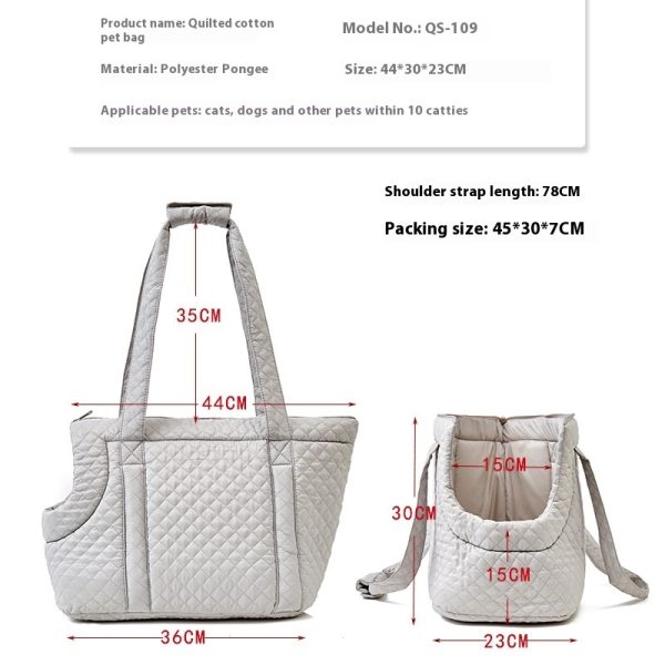 Autumn And Winter Rhombus Korean Style Quilted Pet Portable Single-shoulder Bag Cat Teddy Travel Portable Pet Bag - Image 3
