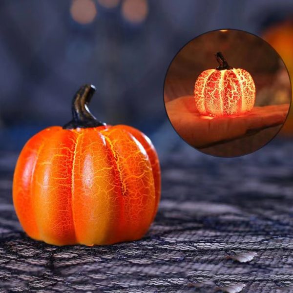 New Halloween Pumpkin Lantern Simulation Pumpkin LED Candle Lamp Resin Luminous Pumpkin - Image 8