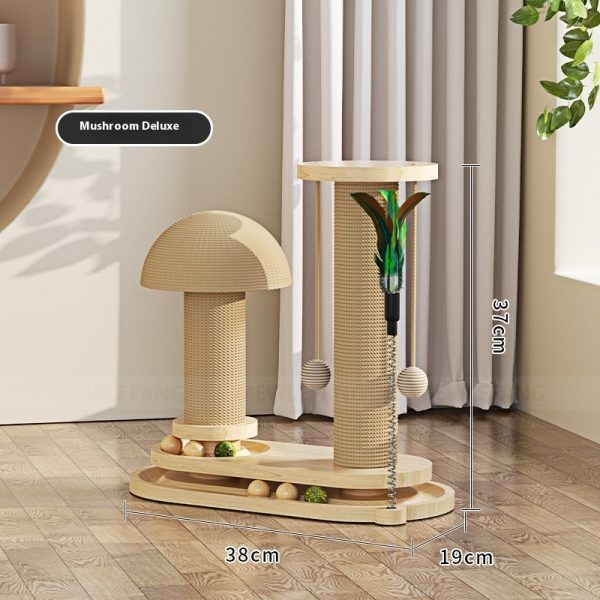 Solid Wood Cat Turntable Scratching Post Durable Toy - Image 8