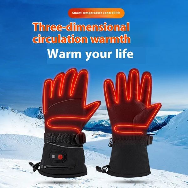 Full Finger Warm Waterproof Motorcycle Outdoor Sports Electric Heating Ski Gloves