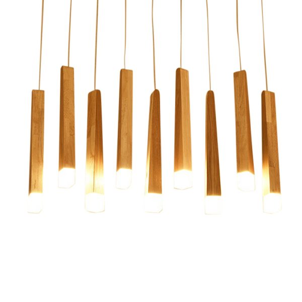 Nordic Solid Wood Matchstick Wooden Strip Pendant Light Post Modern Simplicity - Image 3