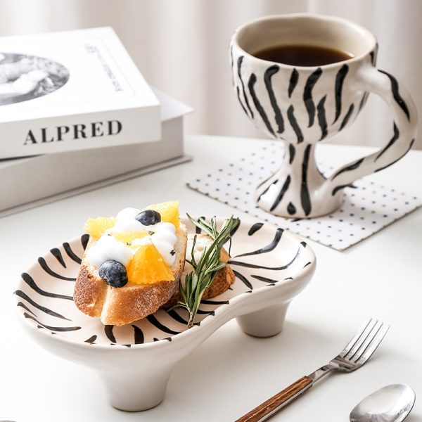 Hand Painted Speckled Zebra Leopard Cloud Irregular Shaped Ceramic Storage Tray - Image 3