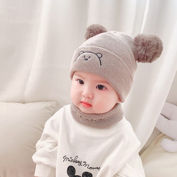 Thickened Warm Woolen Yarn Letter Bib Knitted Hat Suit - Image 5