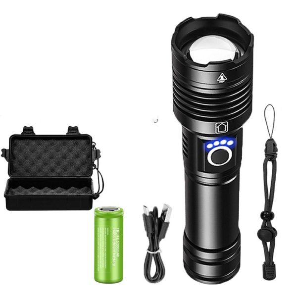 Aluminum Alloy Strong Light Power Display Telescopic Flashlight - Image 9