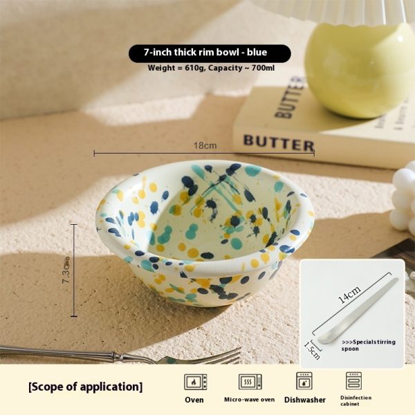 Good-looking Household Splash-ink Ceramic Yogurt Bowl - Image 6