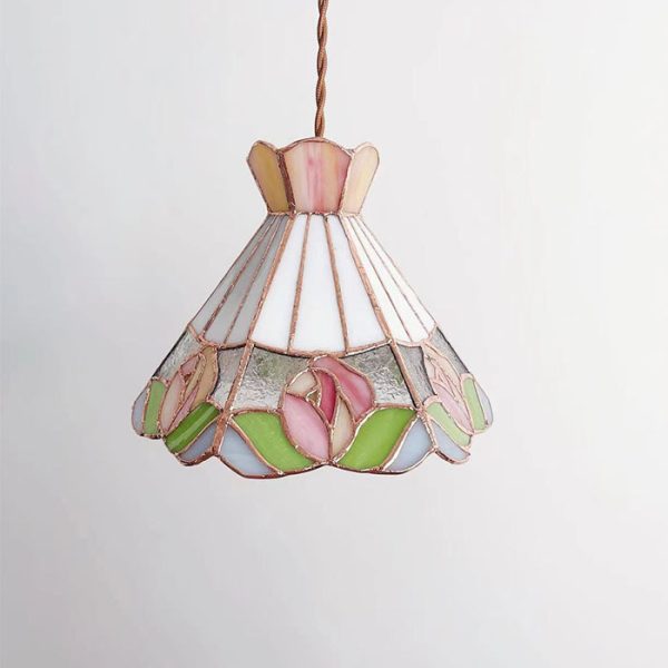 Tea Chestnut French Retro Rose Stained Glass Chandelier - Image 2