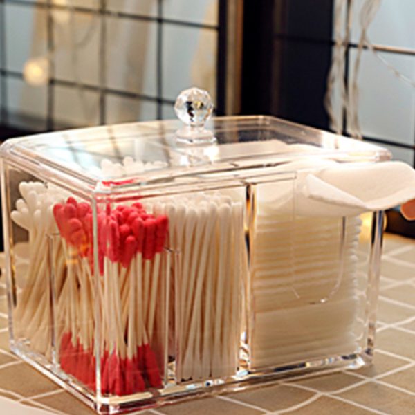 Yajule cosmetic cotton storage box cotton swab box desktop dressing table cosmetics dustproof lipstick transparent acrylic - Image 3