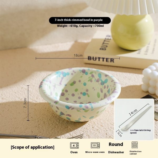 Good-looking Household Splash-ink Ceramic Yogurt Bowl - Image 7