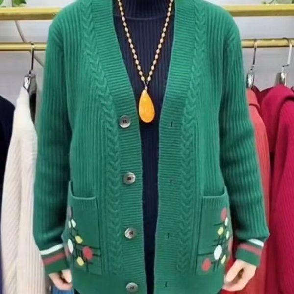 Double Pocket Sweater Cardigan Mom Coat - Image 4
