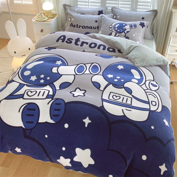 Cute Cartoon Milk Velvet Bedding Set Of Four - Image 6