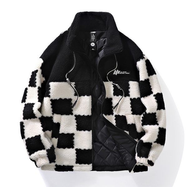 Plaid Lamb Wool Coat For Men And Women In Winter - Image 3