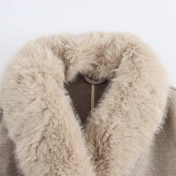 Style Fashion Simple Artificial Fur Effect Woolen Coat - Image 2