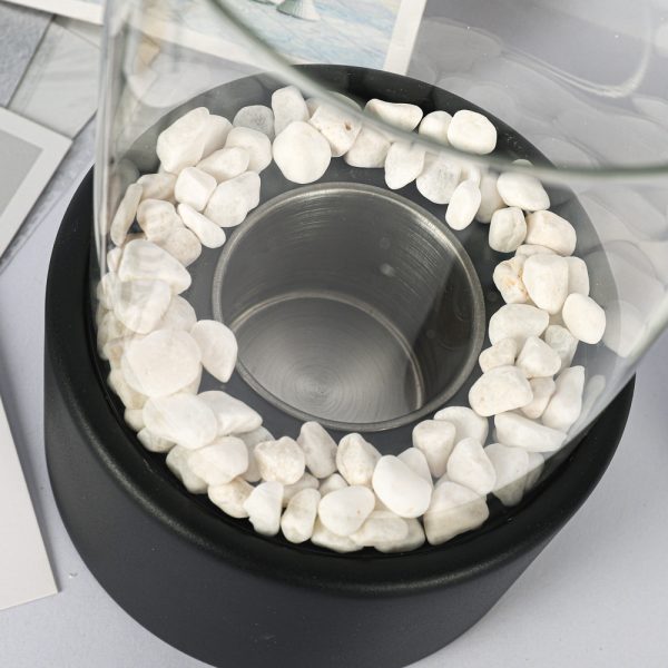 Tabletop Alcohol Fireplace Light Indoor Stainless Steel Stove Round Glass Ambiance Light - Image 3