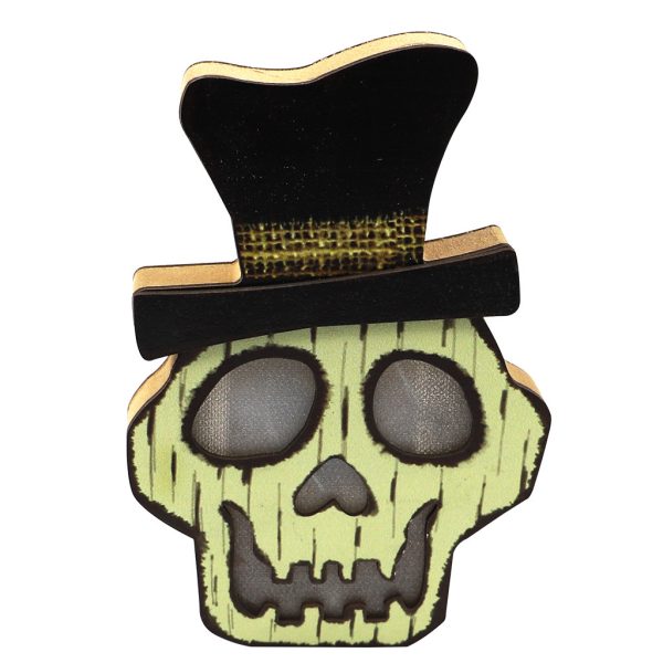 Halloween Wooden Ornament Pumpkin Skull Black Cat - Image 3