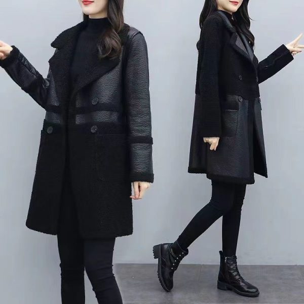 Women's Lambswool Haining Leather Coat - Image 3