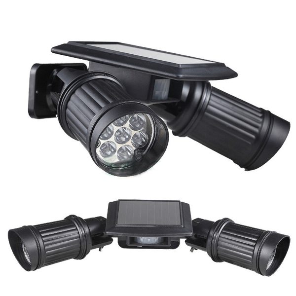 Solar sensor light double head spotlight