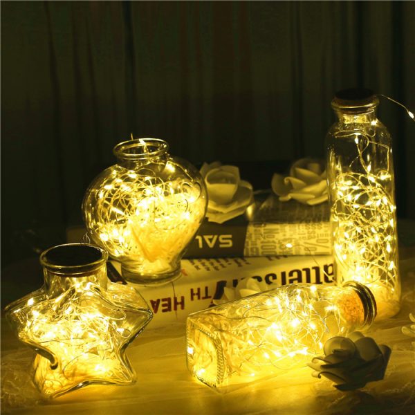 Glass bottle with gypsophila lights - Image 2