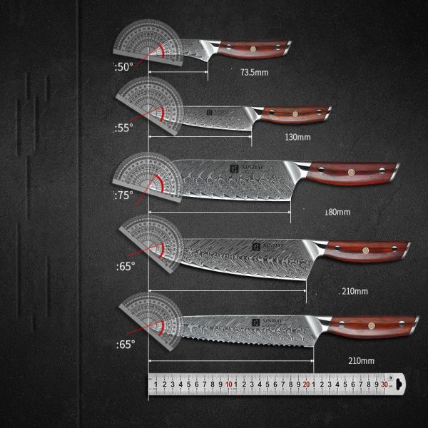 Seven-piece Damascus Kitchen Knife Set - Image 3