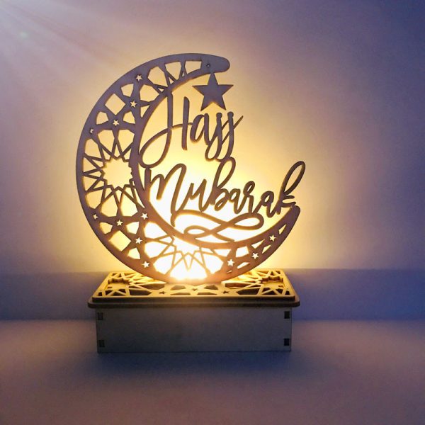 Wooden DIY Muslim Islamic Palace LED Eid Mubarak Decoration