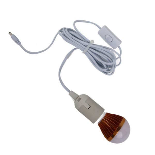 E27 Ball Bulb Spiral LED Solar White Light for Camping Tent 12V 5W with 3meter DC Line - Image 2