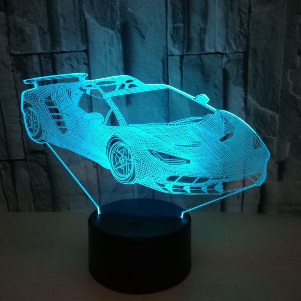 Creative acrylic sports car pattern 3D gift table lamp - Image 6