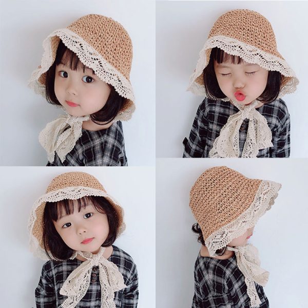 Korean Version Ins Lace Bow Straw Hat Foldable - Image 3