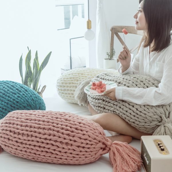 Handmade Wool Sofa Cushion Cushion Solid Color Cushion - Image 2