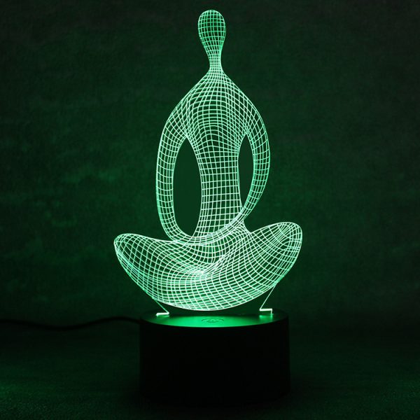 3D 7 Color Changing Yoga LED Meditation Of Acrylic Night Light Bedroom Illusion Lamp Livingroom Bedside Decor - Image 3