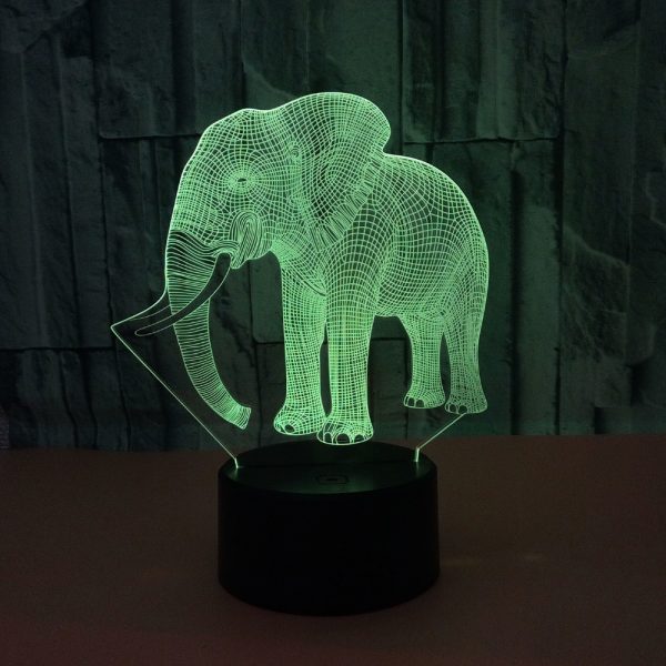 Elephant 3D Night Light Colorful Touch LED Visual Atmosphere Light - Image 2