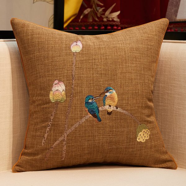 Chinese Embroidered Throw Pillow Sofa Cover Pillow Without Core - Image 5