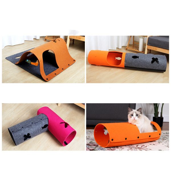 2 in 1 DIY Combined Cat Tunnel Toy Removable Felt Cat Nest House Puppy Ferrets Rabbit Play Dog Tunnel Tubes - Image 4