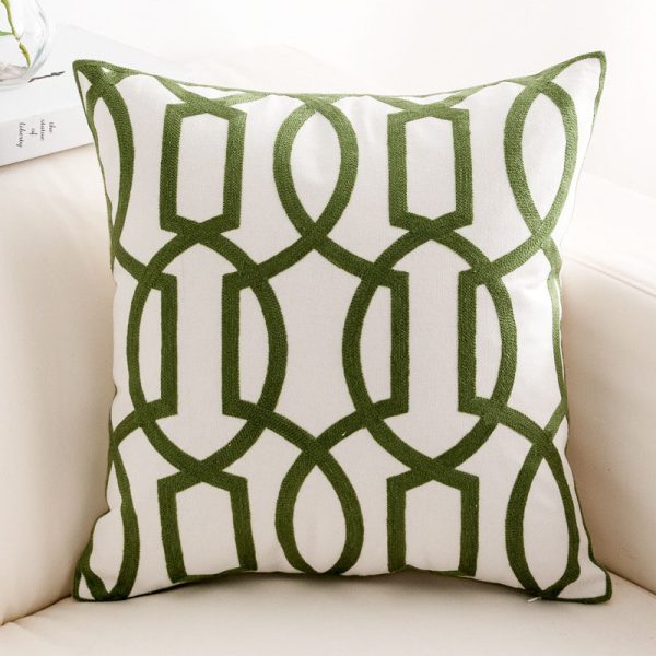 Geometric Embroidery Floral Sofa Art Throw Pillow American Living Room Cushion Cover - Image 3