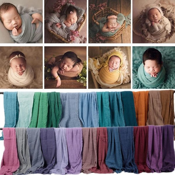 Infant And Child Photography Wrap Props Newborn Full Moon Hundred Days Baby Photograph Wrapped Cloth Wrapped Seersucker Wrapped Towel - Image 9