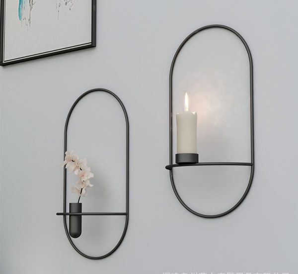 3D Metal Candle Holder Geometric Round Candlestick Wall Mounted Crafts Wedding Table Home Deco Party Festival Decoration Gifts - Image 2