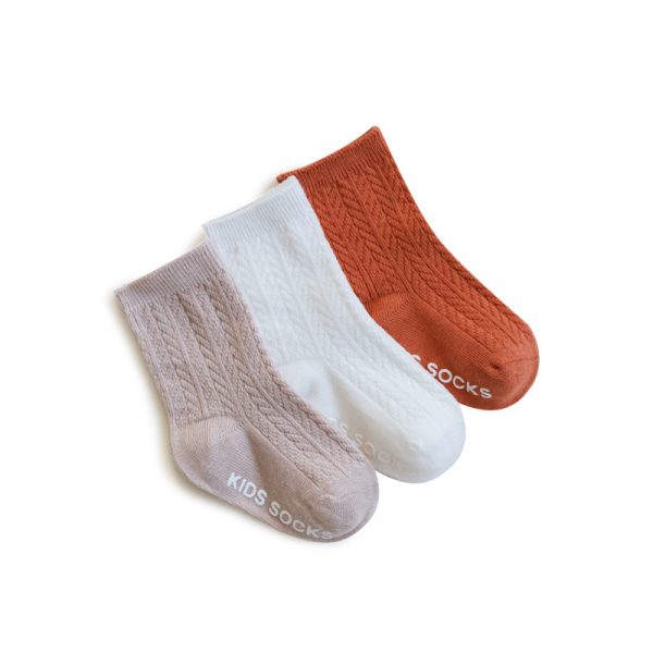 Childrens Spring Socks 3 Color Solid Color Stripes Summer Non-Slip Socks Set - Image 2