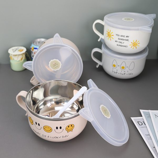 Portable Instant Noodle Bowl Lunch Box Dormitory Canteen Tableware Set - Image 6